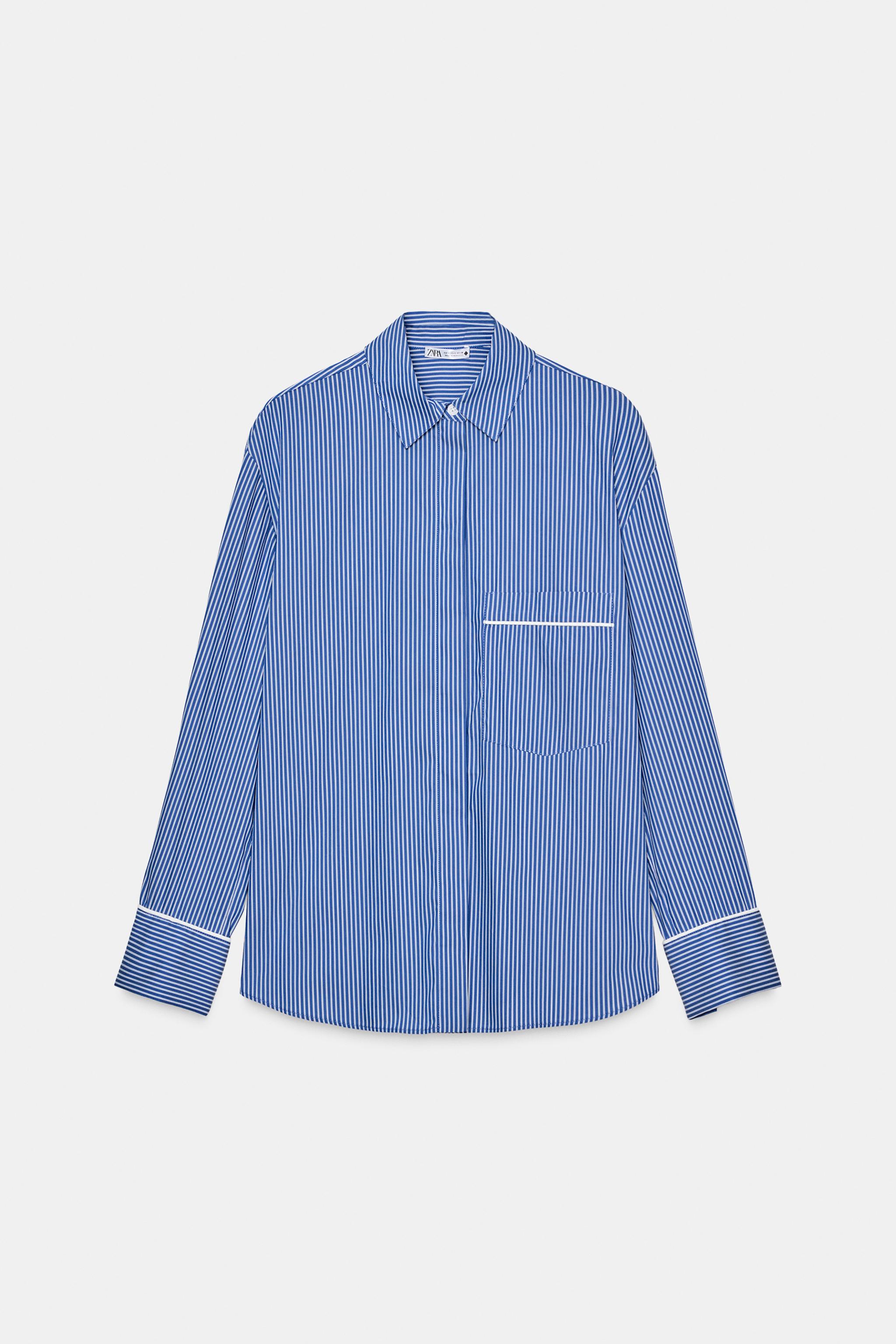 CONTRAST STRIPE PAJAMA SHIRT